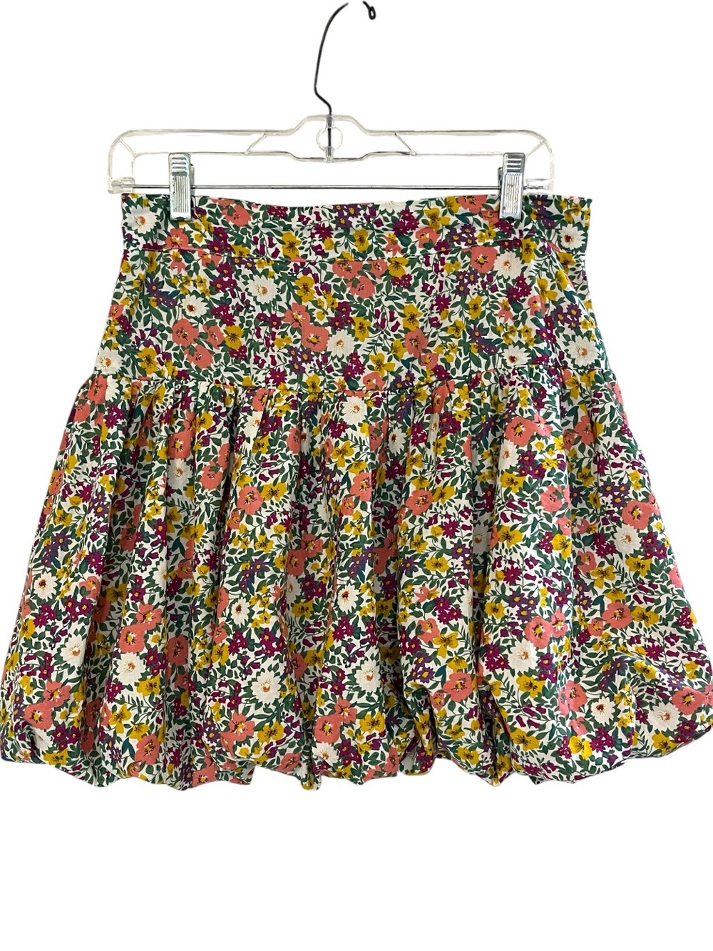 NASTY GAL DROP WAIST BUBBLE HEMLINE FLORAL PRINT MINI SKIRT MULTICOLORED SIZE 6